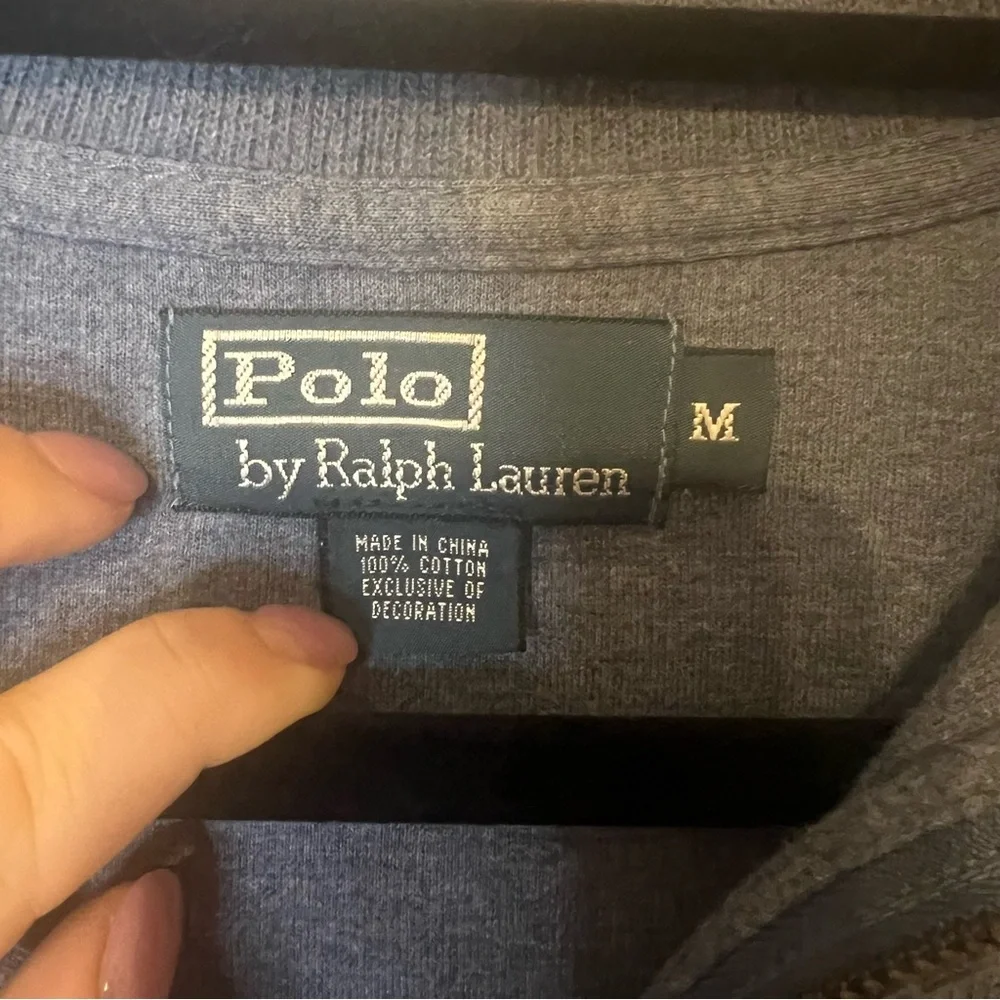 Polo Ralph Lauren Quarter Zip Sweater Blue 100% Cotton Pony Men Preppy Medium
